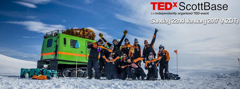 Die TEDxScottBase Veranstaltung hat das Ziel wegweisende Ideen zu verbreiten von der Antarktis in die ganze Welt. Vor Ort kann leider nur teilnehmen, wer sich bereits in der Antarktis befindet, aber Moderatoren auf der ganzen Welt werden zu der Live-Übertragung am 22 Januar 2017 einladen.