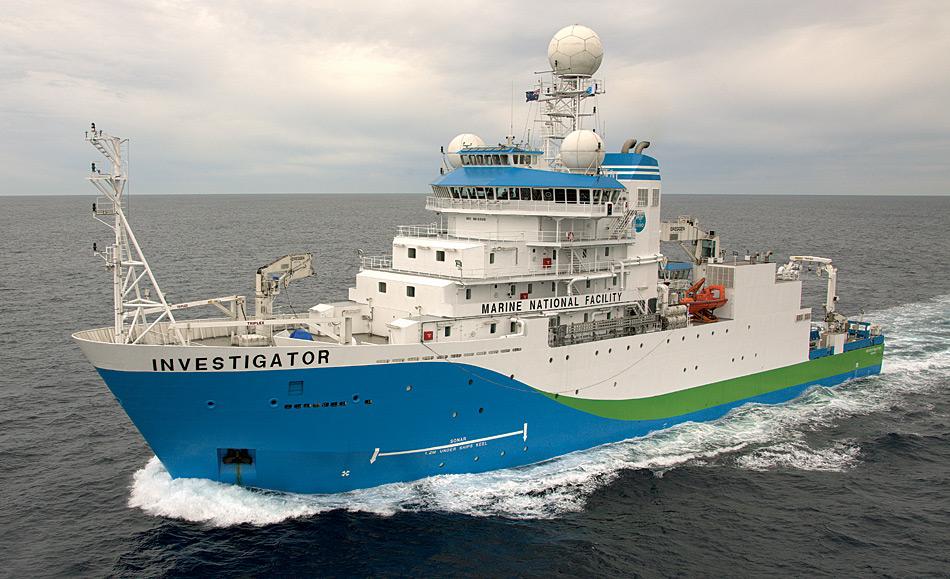 Die RV Investigator ist 94 Meter lang und bietet Platz fÃ¼r 60 Wissenschaftlerund HilfskrÃ¤fte.