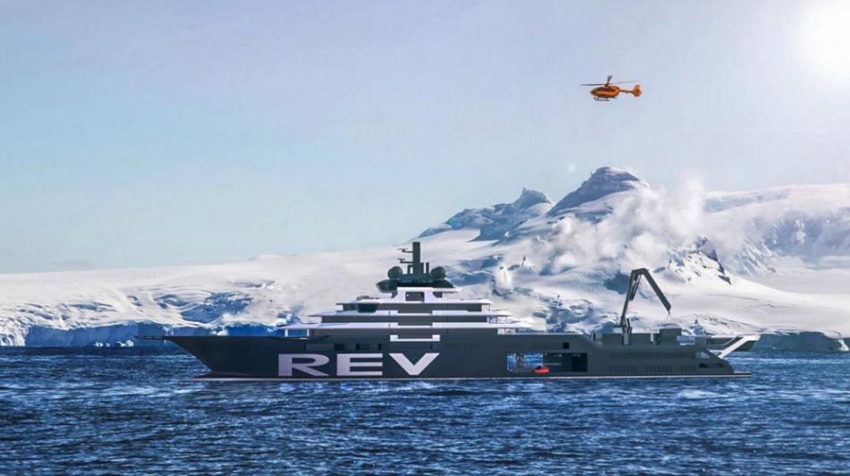 Das neu geplante Schiff REV soll die höchst mögliche Eisklasse aufweisen und nach den neuesten Vorgaben des IMO Polar Code konstruiert werden. Dadurch soll es in mitteldickem einjährigem Eis operieren können. Bild: www.rosellinisfour-10.no
