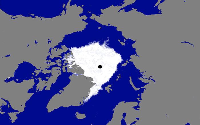 Die Eiskarte vom 5. Oktober 2012 zeigt bildlich wie es um das Eis in der Arktis steht.
