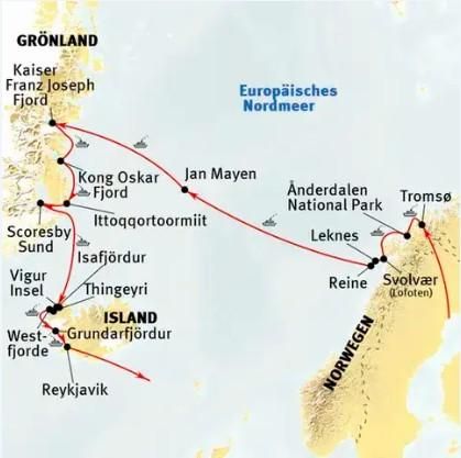 Lofoten, Grönland, Island